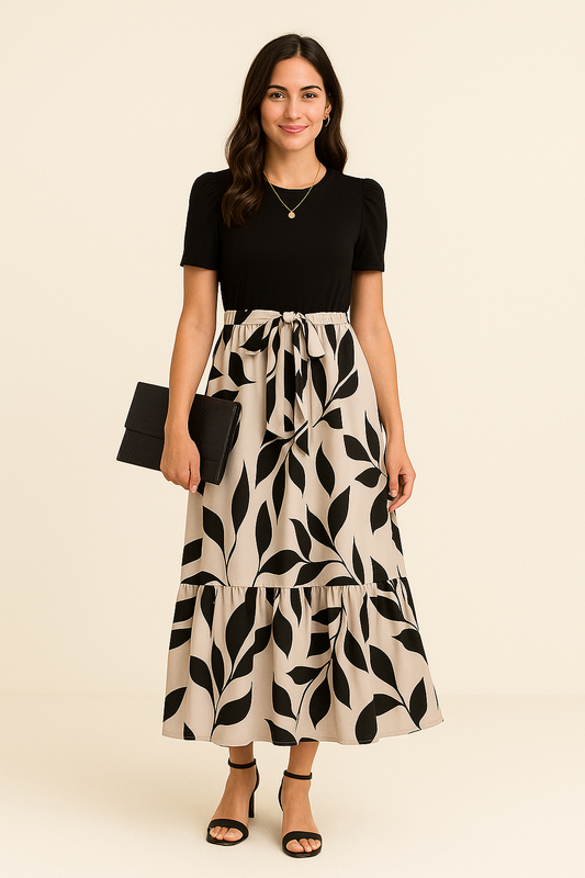 HERBERGER | Sommerliches Damen Maxikleid mit Puffärmeln und taillierter Passform