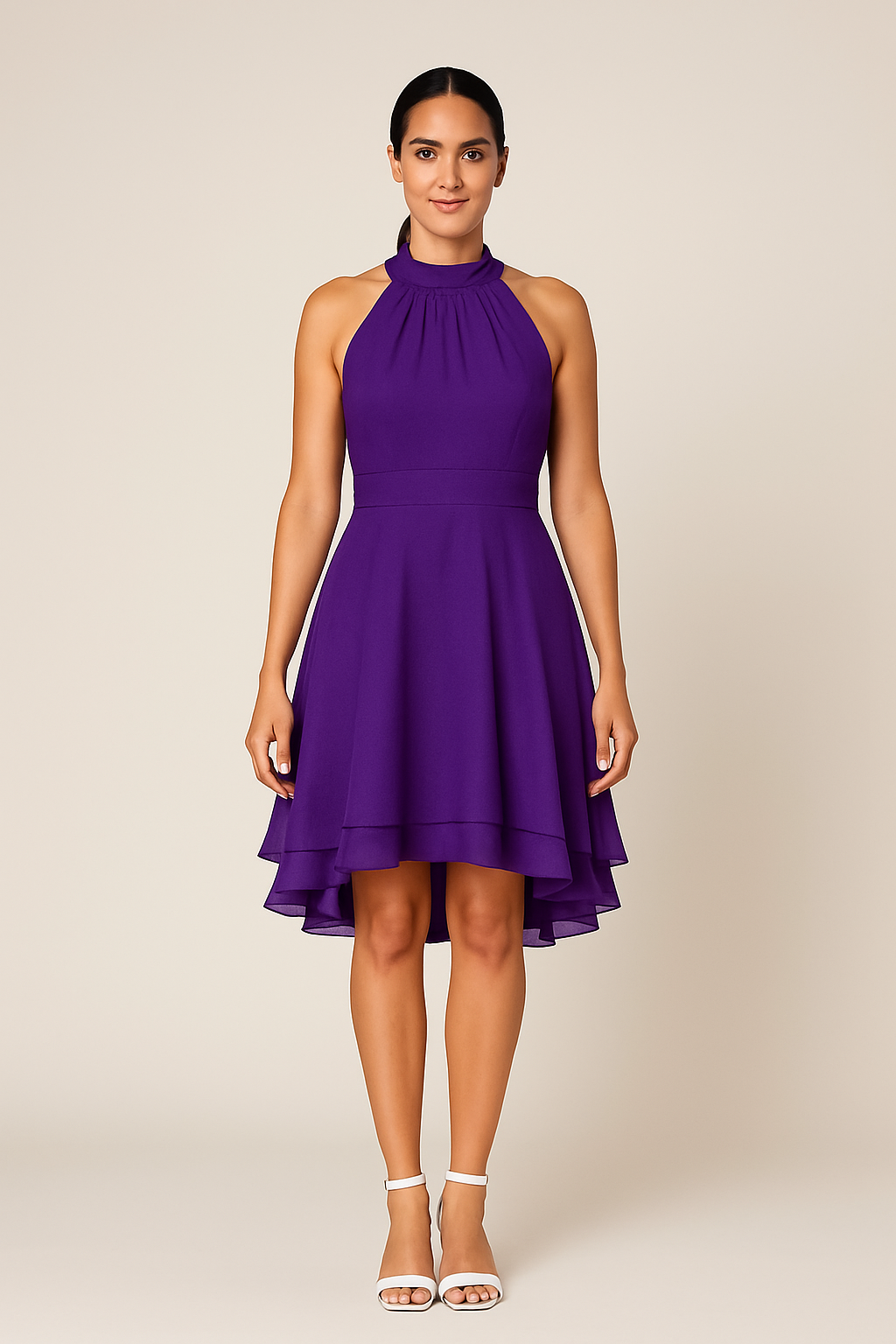 HERBERGER | Damen Neckholder Kleid mit taillierter Passform und High-Low-Rock