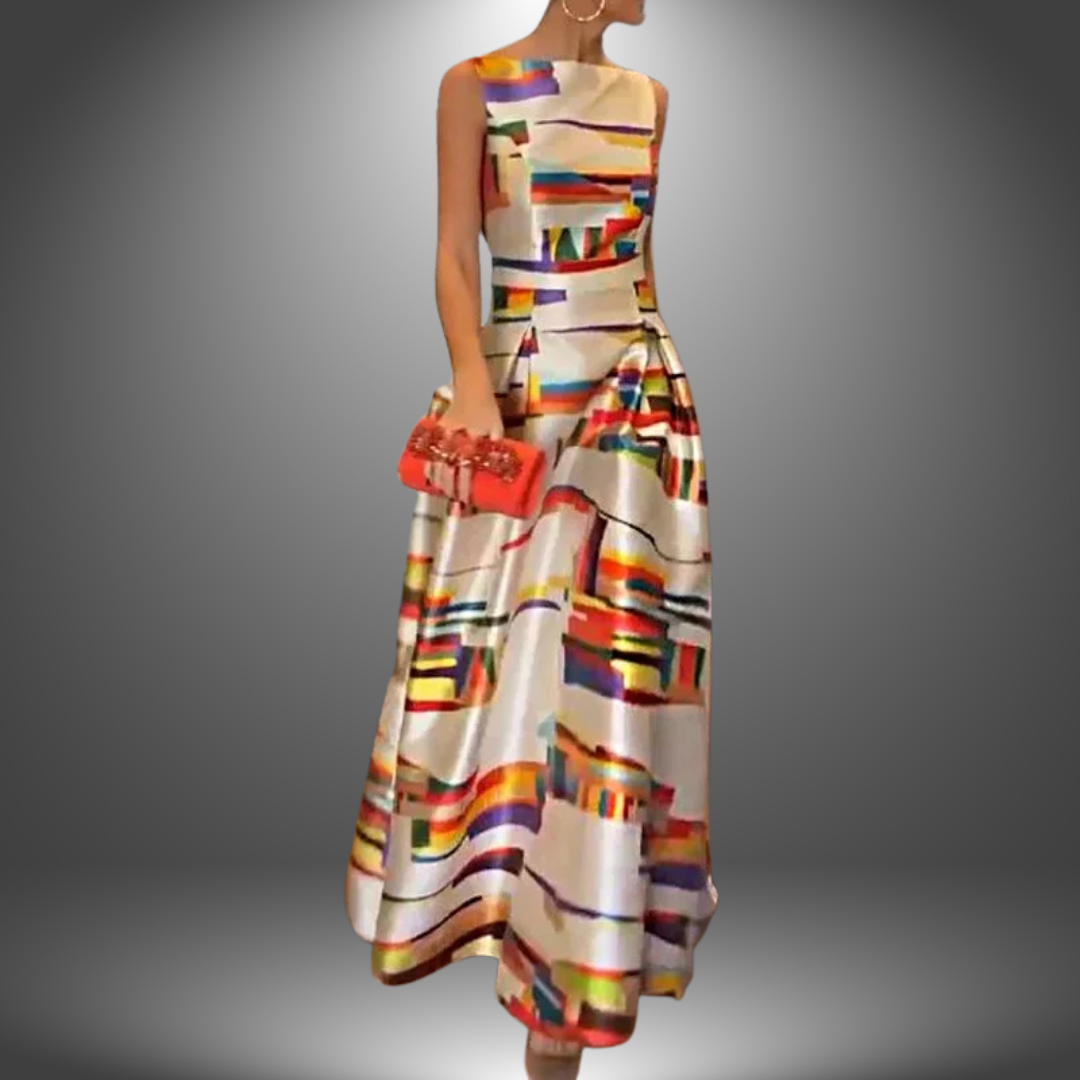 Gabriella | Damen Maxi Kleid Mit Geometrischem Print