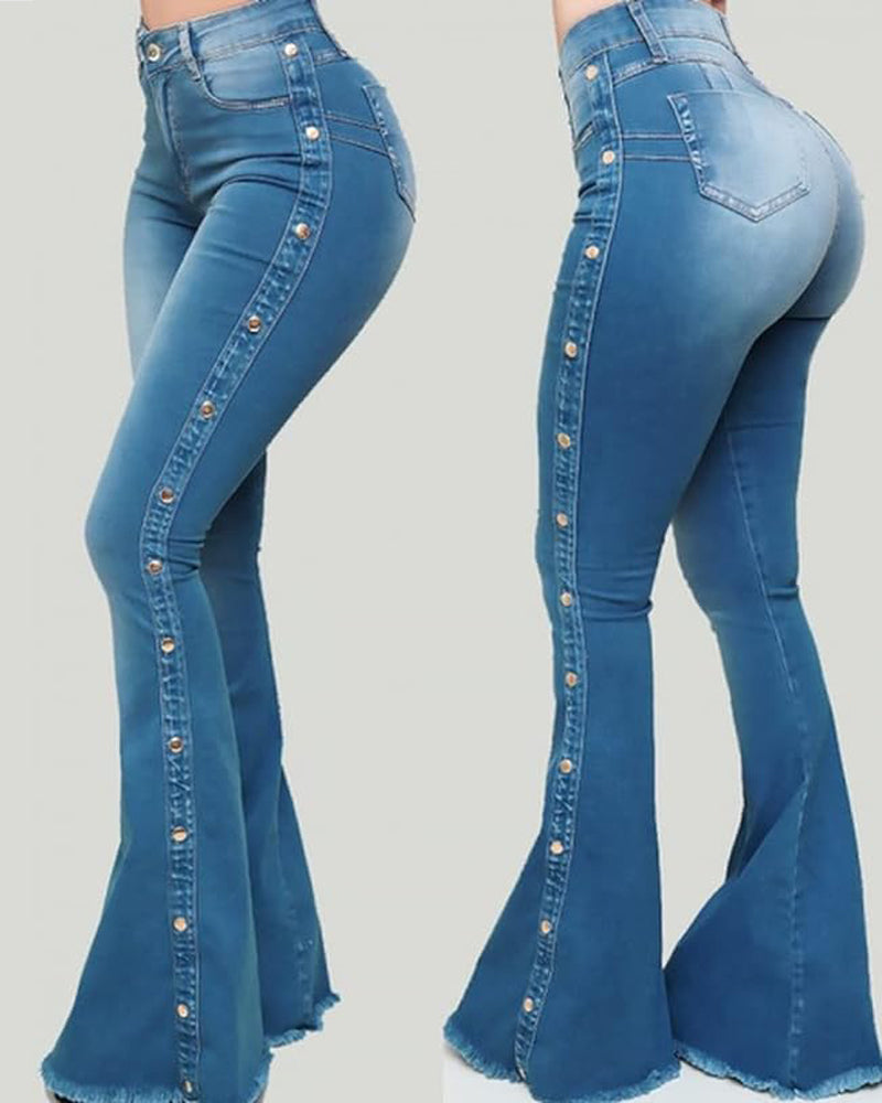Damen Jeans mit Elastischem Reissverschluss