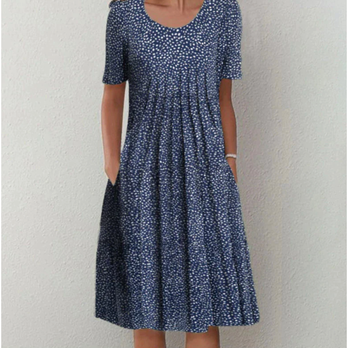 Leah | Damen Gemustertes Midi Kleid Mit Kurzarm