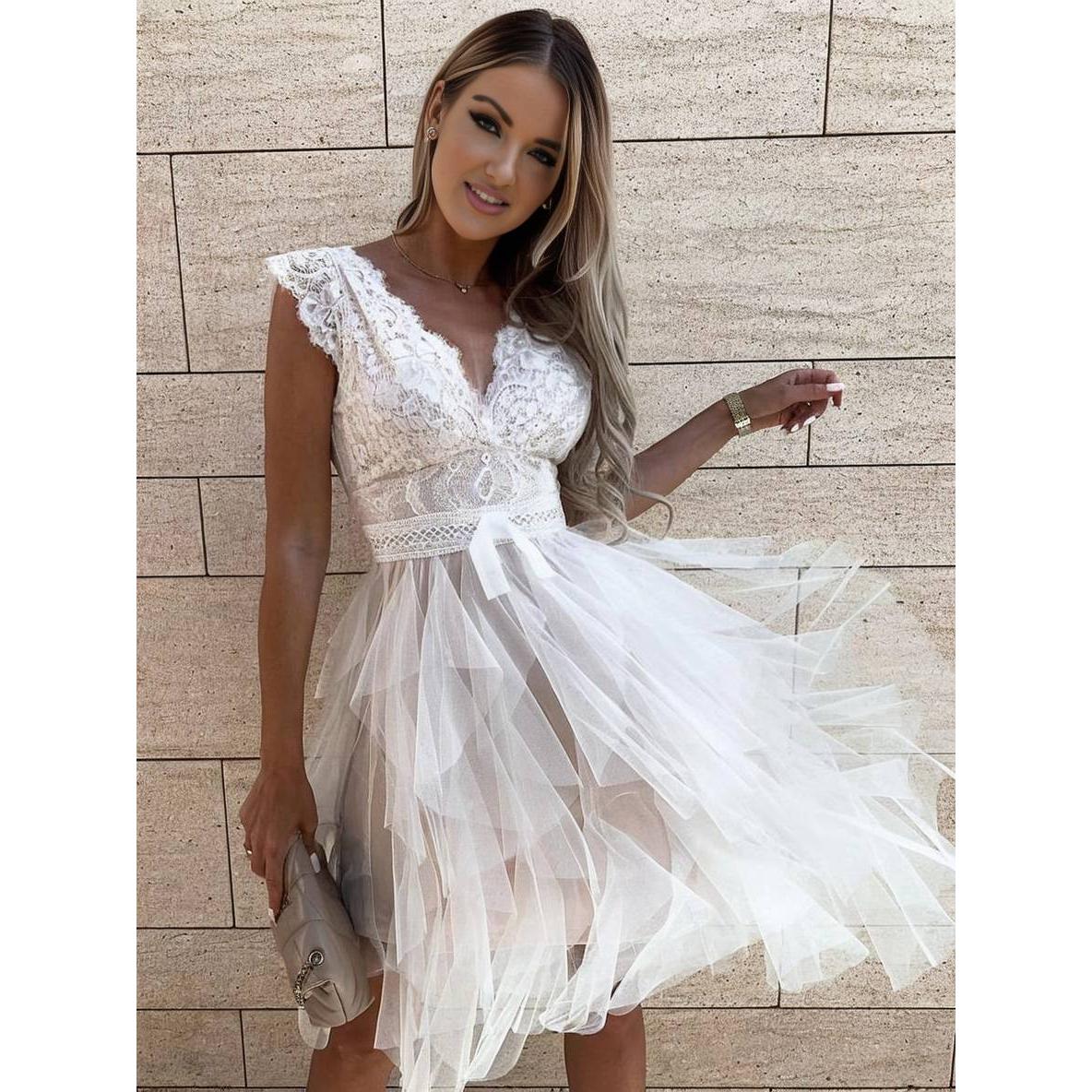 Kendra | Damen Tüll Cocktailkleid Mit V-Ausschnitt
