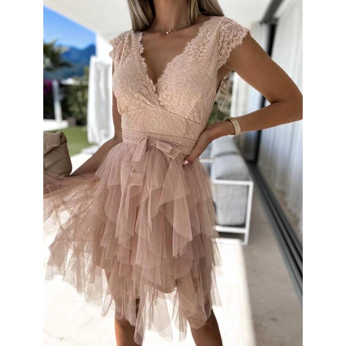 Kendra | Damen Tüll Cocktailkleid Mit V-Ausschnitt