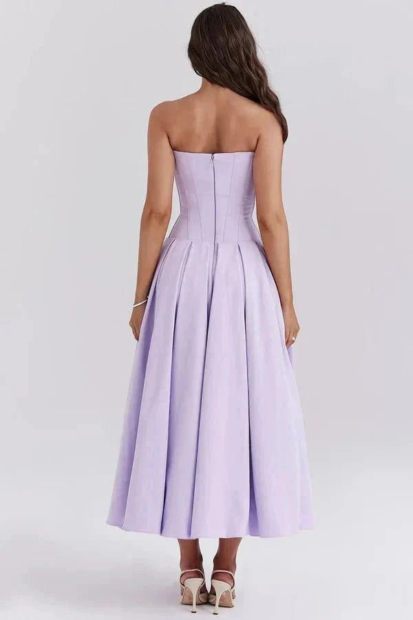 Gabriella | Damen Trägerloses Midikleid Mit Herzförmigem Ausschnitt