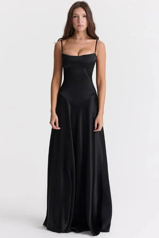Isabelle | Damen Maxikleid Mit Spaghettiträgern Und Figurbetontem Oberteil