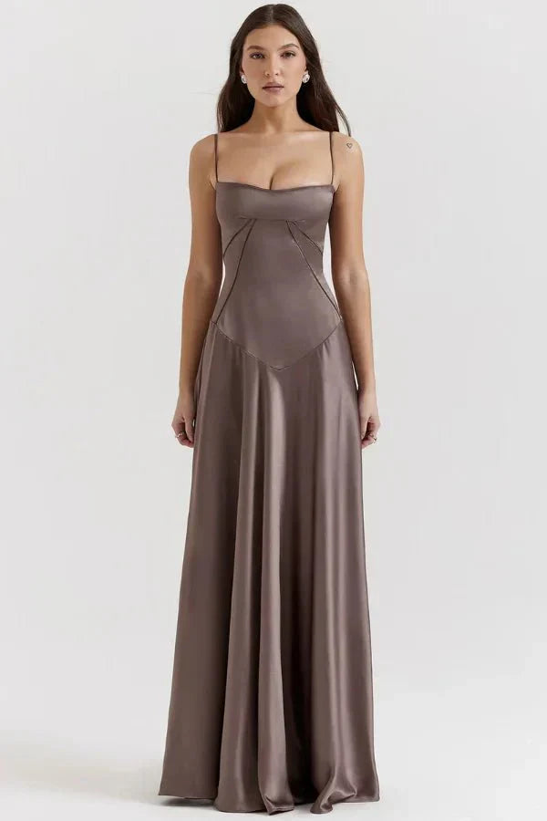 Isabelle | Damen Maxikleid Mit Spaghettiträgern Und Figurbetontem Oberteil