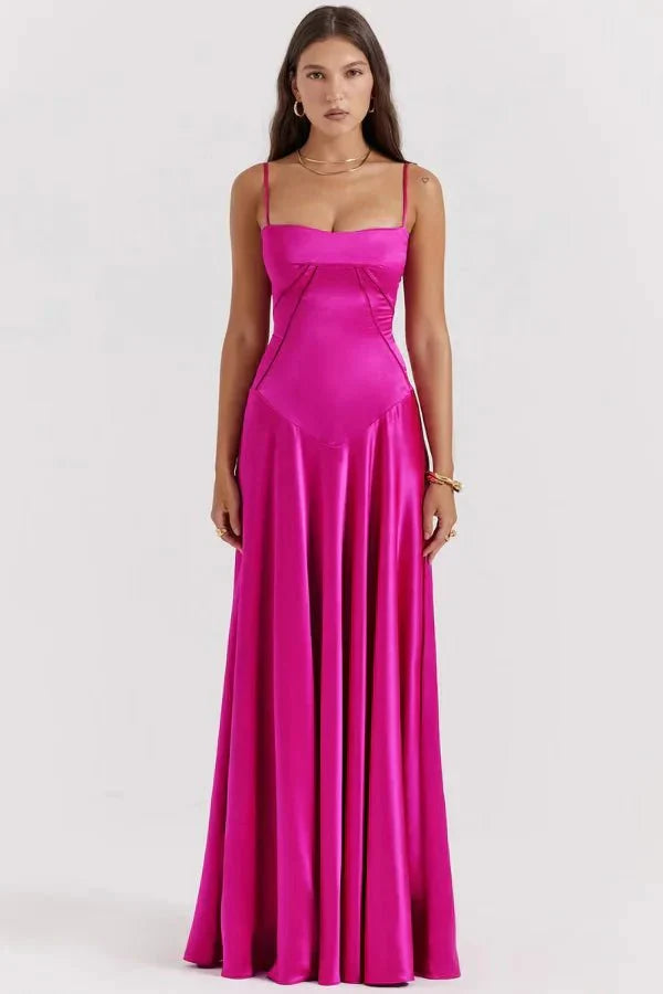 Isabelle | Damen Maxikleid Mit Spaghettiträgern Und Figurbetontem Oberteil