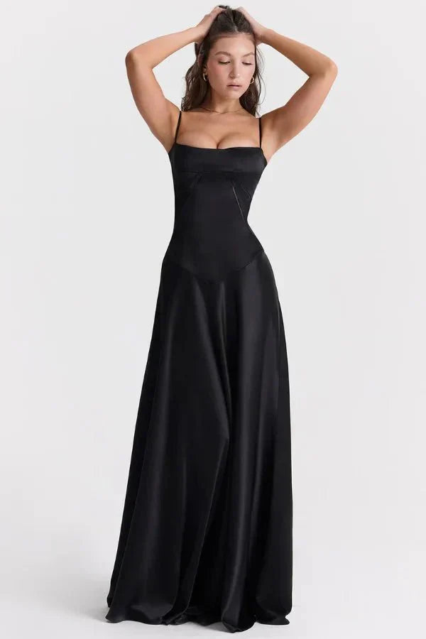Isabelle | Damen Maxikleid Mit Spaghettiträgern Und Figurbetontem Oberteil