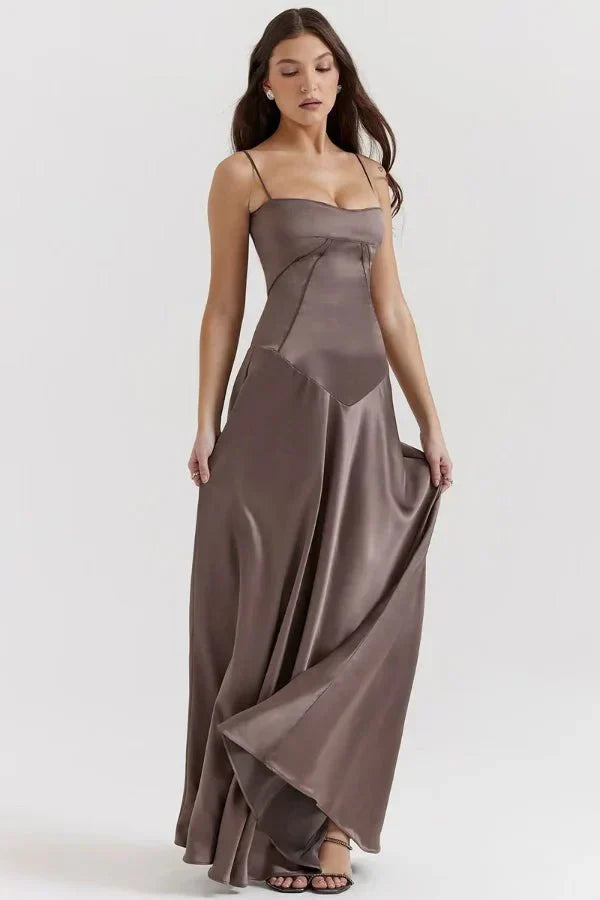 Isabelle | Damen Maxikleid Mit Spaghettiträgern Und Figurbetontem Oberteil