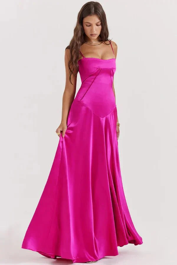 Isabelle | Damen Maxikleid Mit Spaghettiträgern Und Figurbetontem Oberteil
