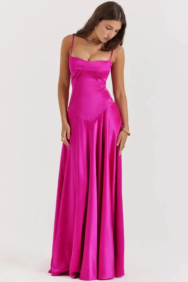 Isabelle | Damen Maxikleid Mit Spaghettiträgern Und Figurbetontem Oberteil