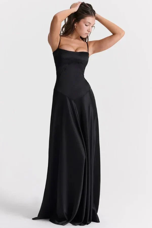 Isabelle | Damen Maxikleid Mit Spaghettiträgern Und Figurbetontem Oberteil