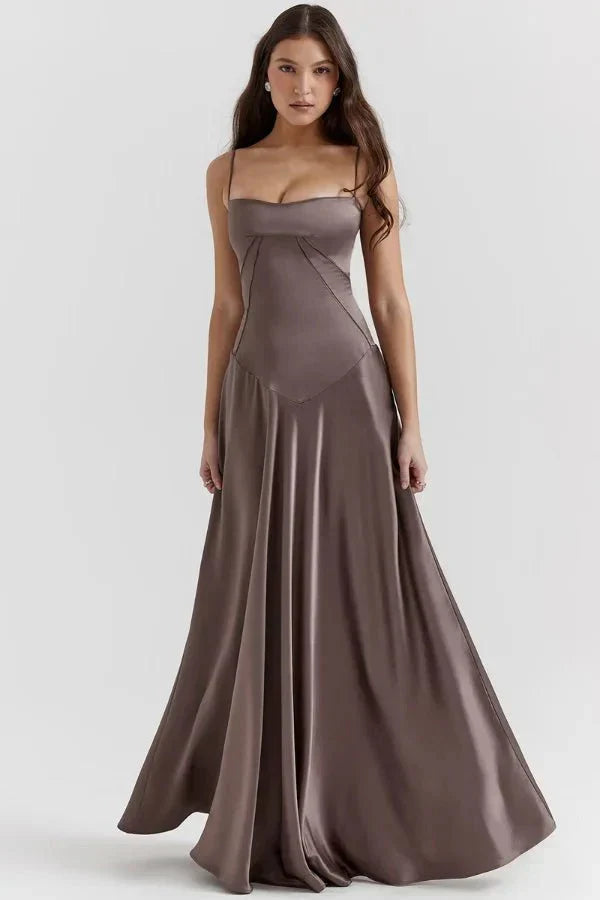 Isabelle | Damen Maxikleid Mit Spaghettiträgern Und Figurbetontem Oberteil