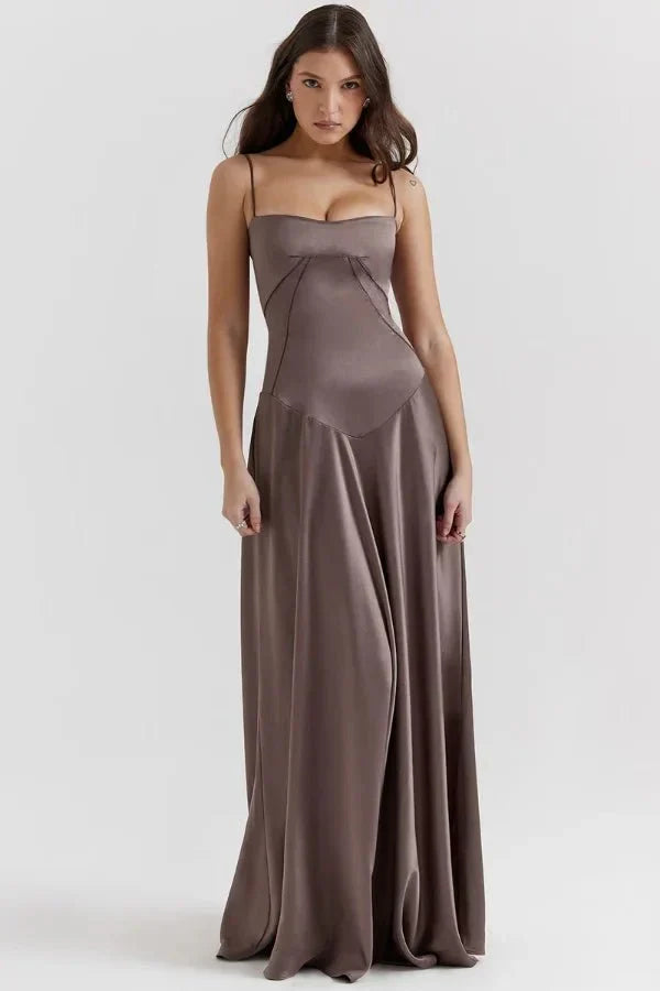 Isabelle | Damen Maxikleid Mit Spaghettiträgern Und Figurbetontem Oberteil