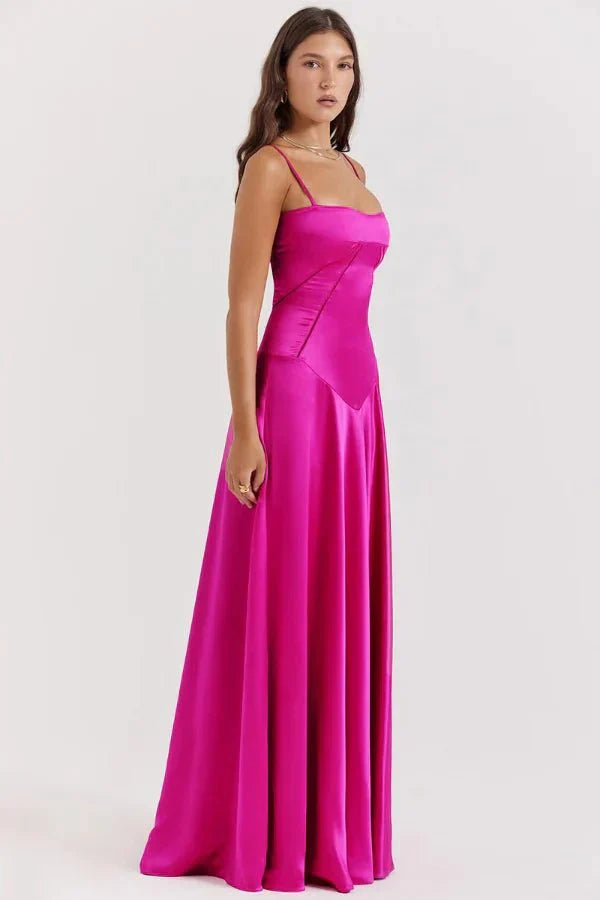 Isabelle | Damen Maxikleid Mit Spaghettiträgern Und Figurbetontem Oberteil