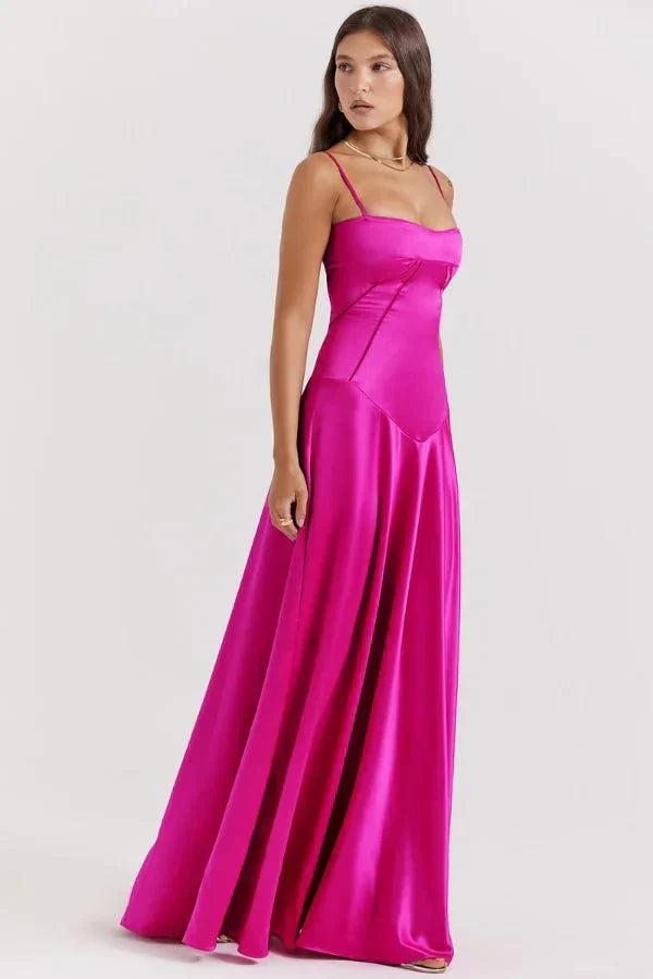 Isabelle | Damen Maxikleid Mit Spaghettiträgern Und Figurbetontem Oberteil