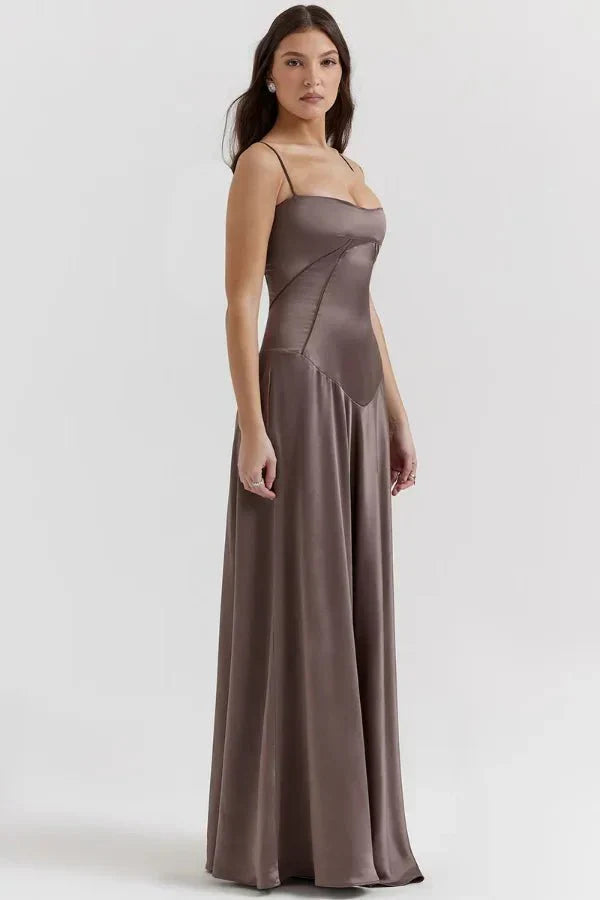 Isabelle | Damen Maxikleid Mit Spaghettiträgern Und Figurbetontem Oberteil