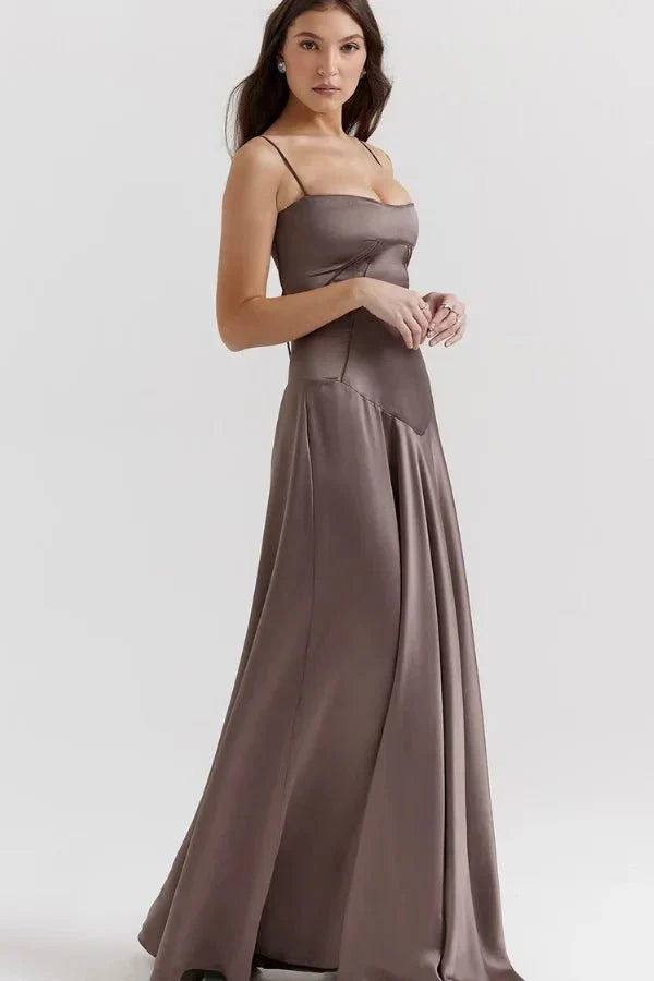Isabelle | Damen Maxikleid Mit Spaghettiträgern Und Figurbetontem Oberteil