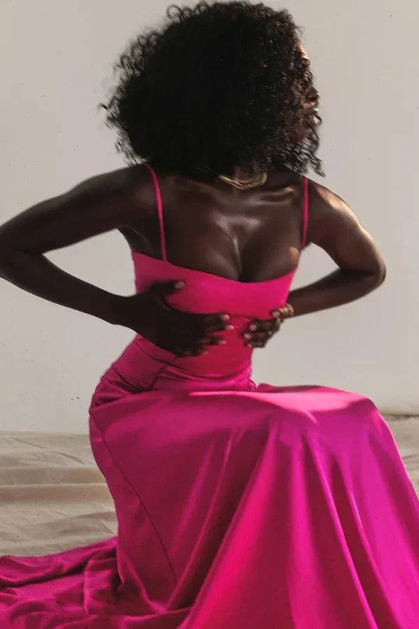 Isabelle | Damen Maxikleid Mit Spaghettiträgern Und Figurbetontem Oberteil
