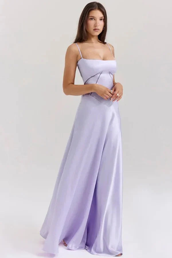 Isabelle | Damen Maxikleid Mit Spaghettiträgern Und Figurbetontem Oberteil