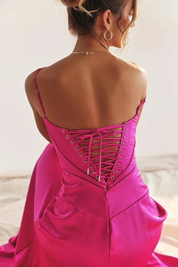 Isabelle | Damen Maxikleid Mit Spaghettiträgern Und Figurbetontem Oberteil