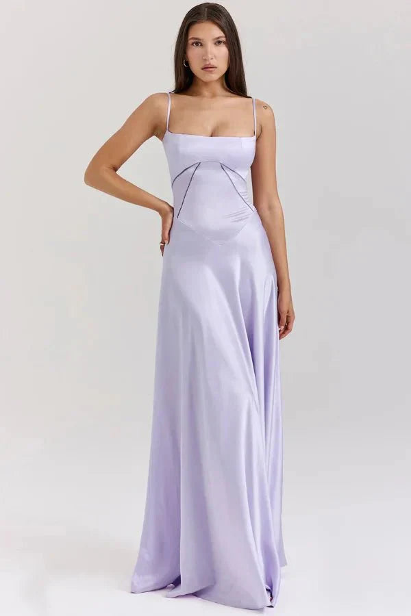 Isabelle | Damen Maxikleid Mit Spaghettiträgern Und Figurbetontem Oberteil