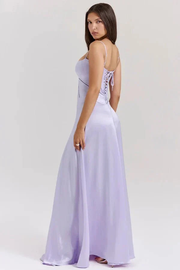 Isabelle | Damen Maxikleid Mit Spaghettiträgern Und Figurbetontem Oberteil