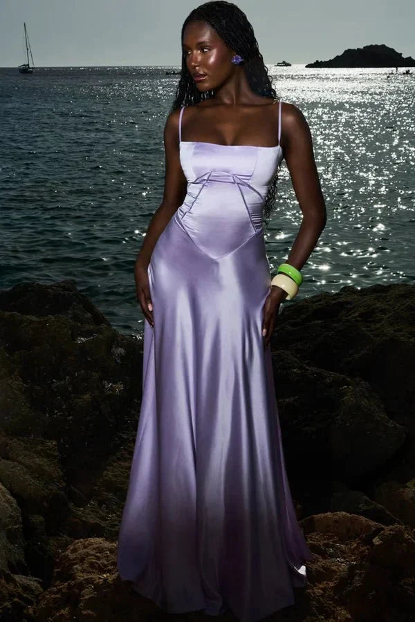 Isabelle | Damen Maxikleid Mit Spaghettiträgern Und Figurbetontem Oberteil
