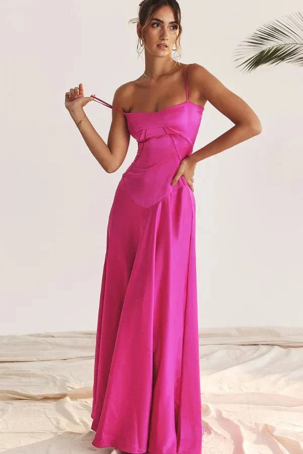 Isabelle | Damen Maxikleid Mit Spaghettiträgern Und Figurbetontem Oberteil