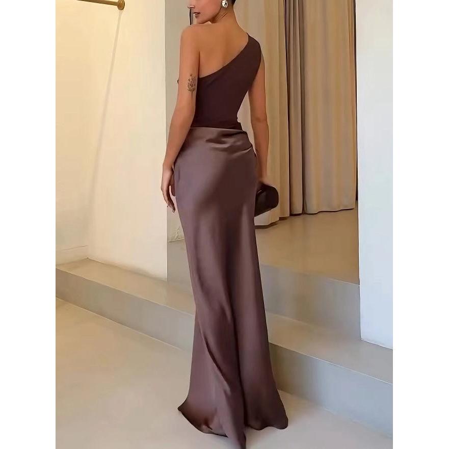 Estelle | Damen One-Shoulder Maxi Abendkleid
