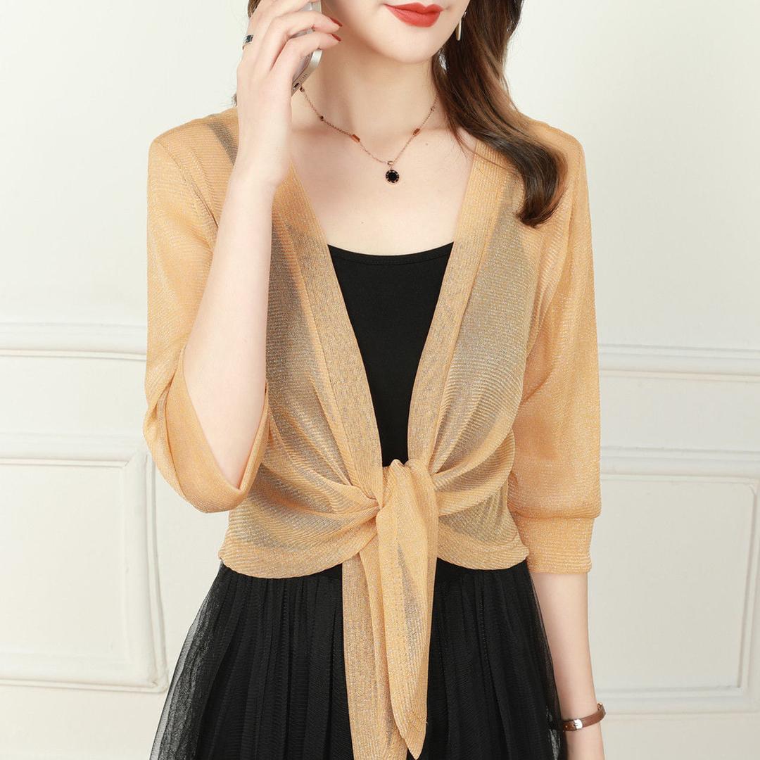 Claire | Damen Bluse mit V-Ausschnitt und Bindeknoten vorne