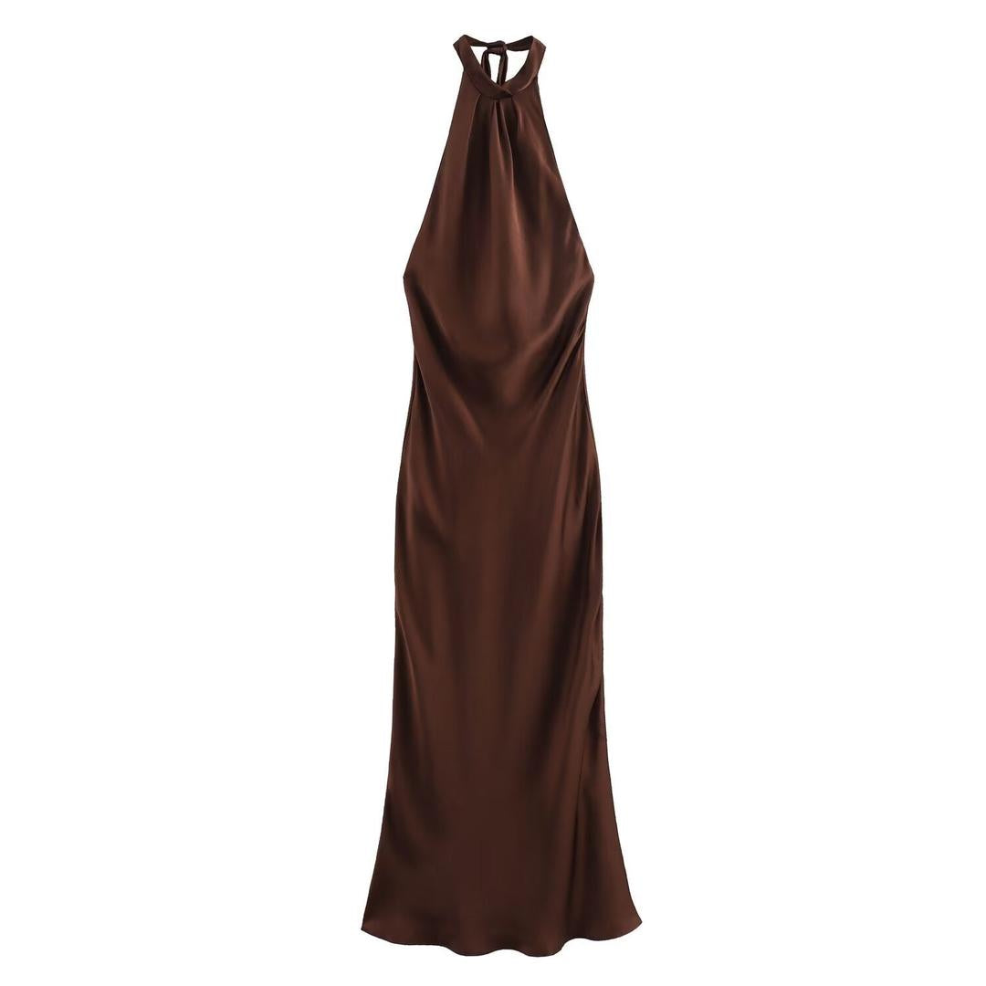 Bianca | Samt Midi Kleid Mit Neckholder Und Ärmellos