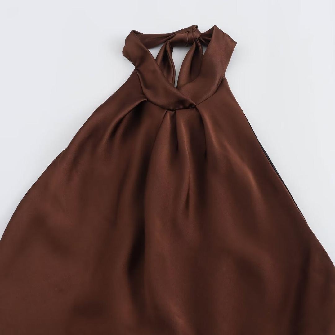 Bianca | Samt Midi Kleid Mit Neckholder Und Ärmellos