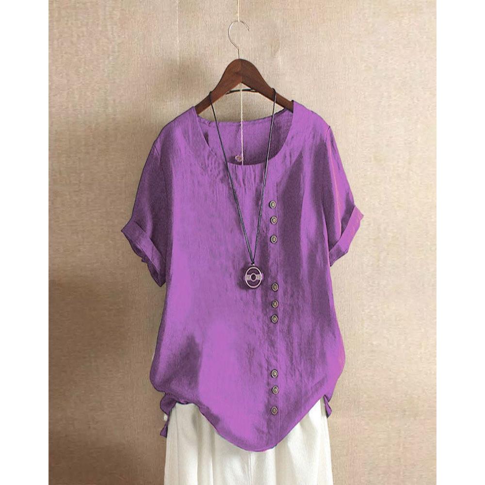 Helene | Damen Bluse In Unifarbe Mit Rundhalsausschnitt