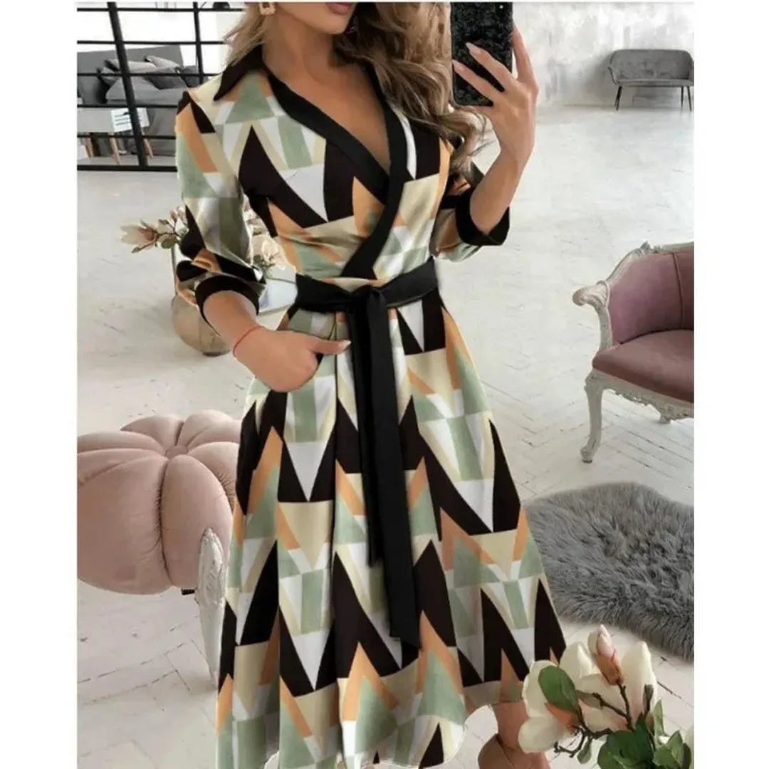 Georgia | Langarm Wickelkleid Mit Kragen Und Bindegürtel