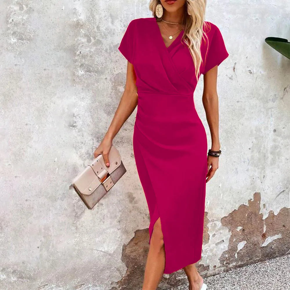 Marisol | Damen Wickel Midikleid Mit Kurzarm