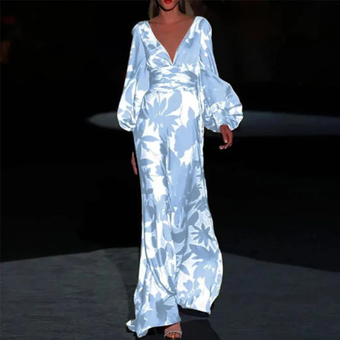 Juniper | Langarm Blumenprint Maxi Kleid Mit V-Ausschnitt