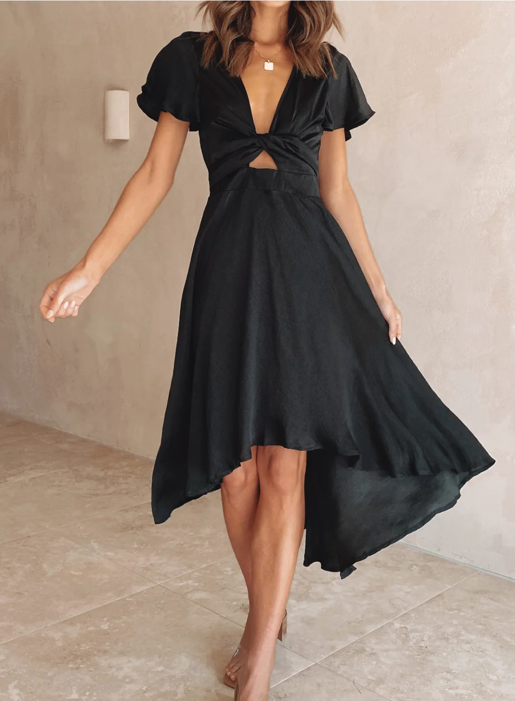 Rosalie | Damen Midikleid Mit Schleifenbindung Vorne Und Kurzarm