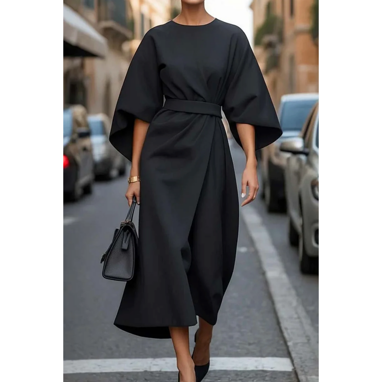 Alina | Damen Midikleid Mit Laternenärmeln