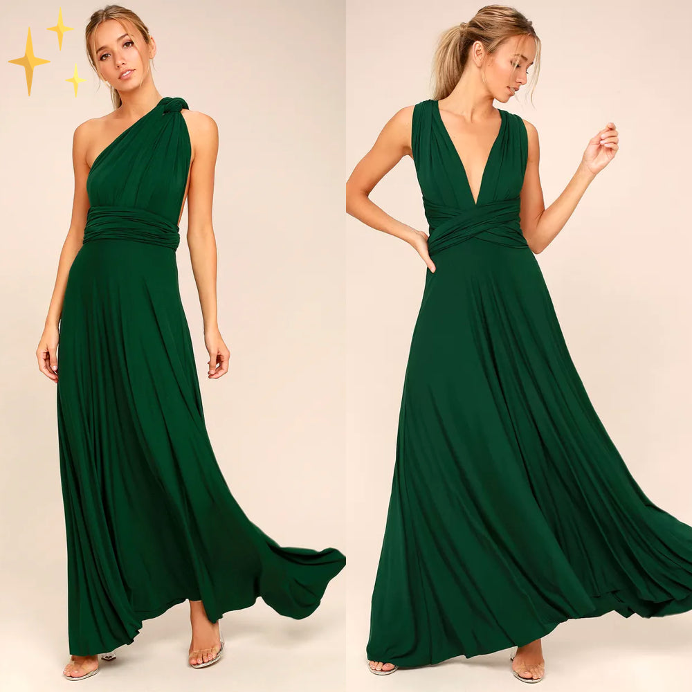 Elaina | Damen Wandelbares Wickel Maxikleid Mit Offenem Rücken