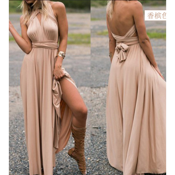 Elaina | Damen Wandelbares Wickel Maxikleid Mit Offenem Rücken