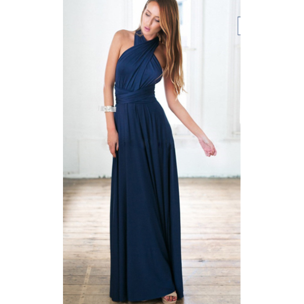 Elaina | Damen Wandelbares Wickel Maxikleid Mit Offenem Rücken