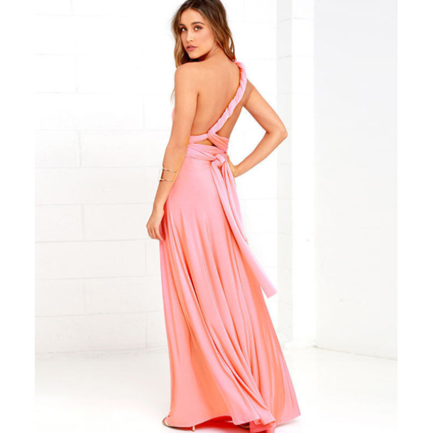 Elaina | Damen Wandelbares Wickel Maxikleid Mit Offenem Rücken