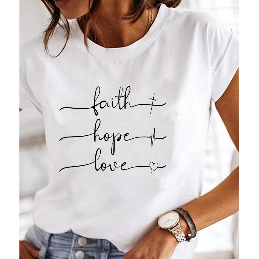 Saylor | Damen Weißes T-Shirt Mit Rundhalsausschnitt Und Schriftprint