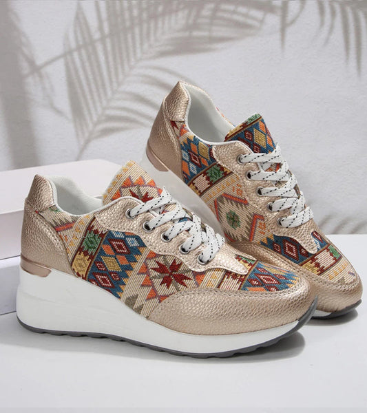 Znaya™ Boho Turnschuhe Mit Geometrischem Schnürdesign