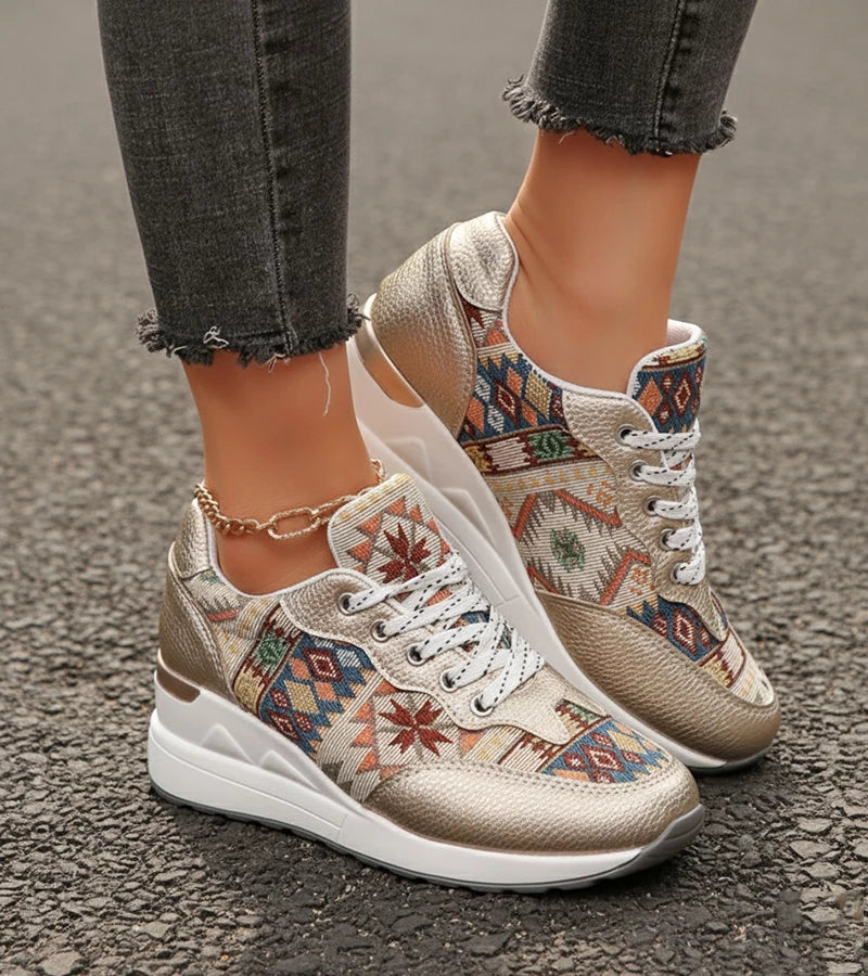 Znaya™ Boho Turnschuhe Mit Geometrischem Schnürdesign
