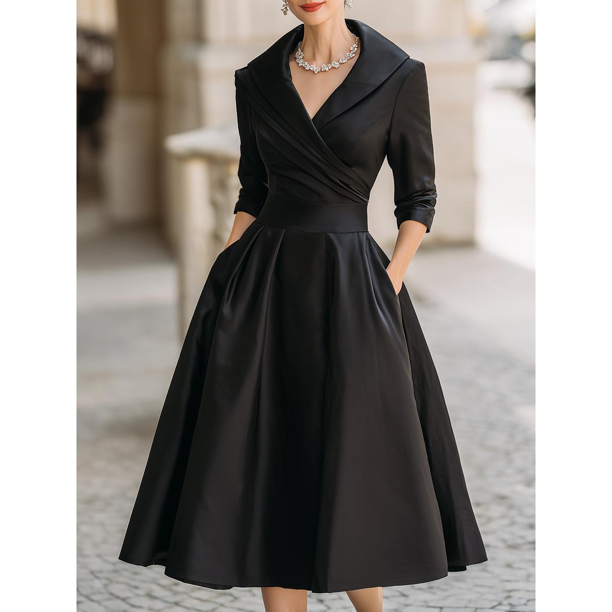 Vivica | Damen Abend Midikleid Mit Wickelkragen