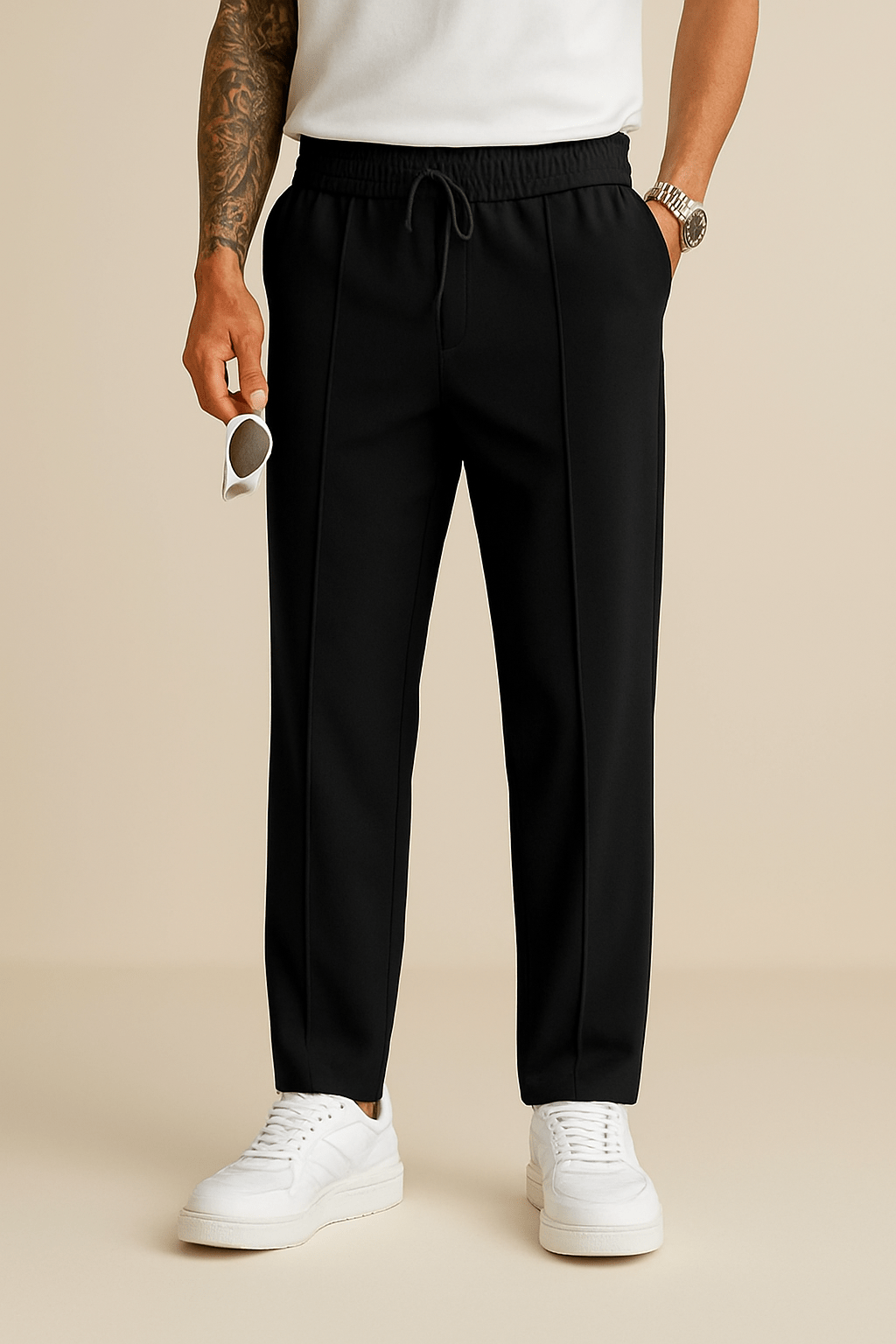 HERBERGER | Herren Hose aus Diver-Material in weiter Form mit klarem Fall