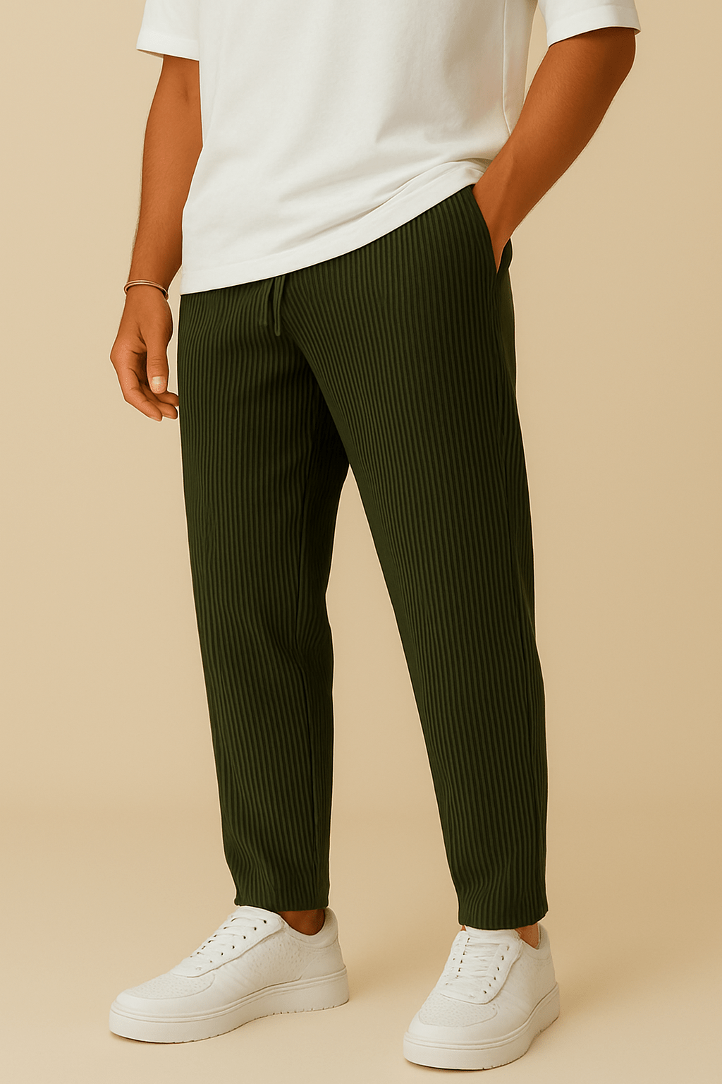 HERBERGER | Herren Hose in Rippstruktur mit lockerem Schnitt und flexiblem Bund