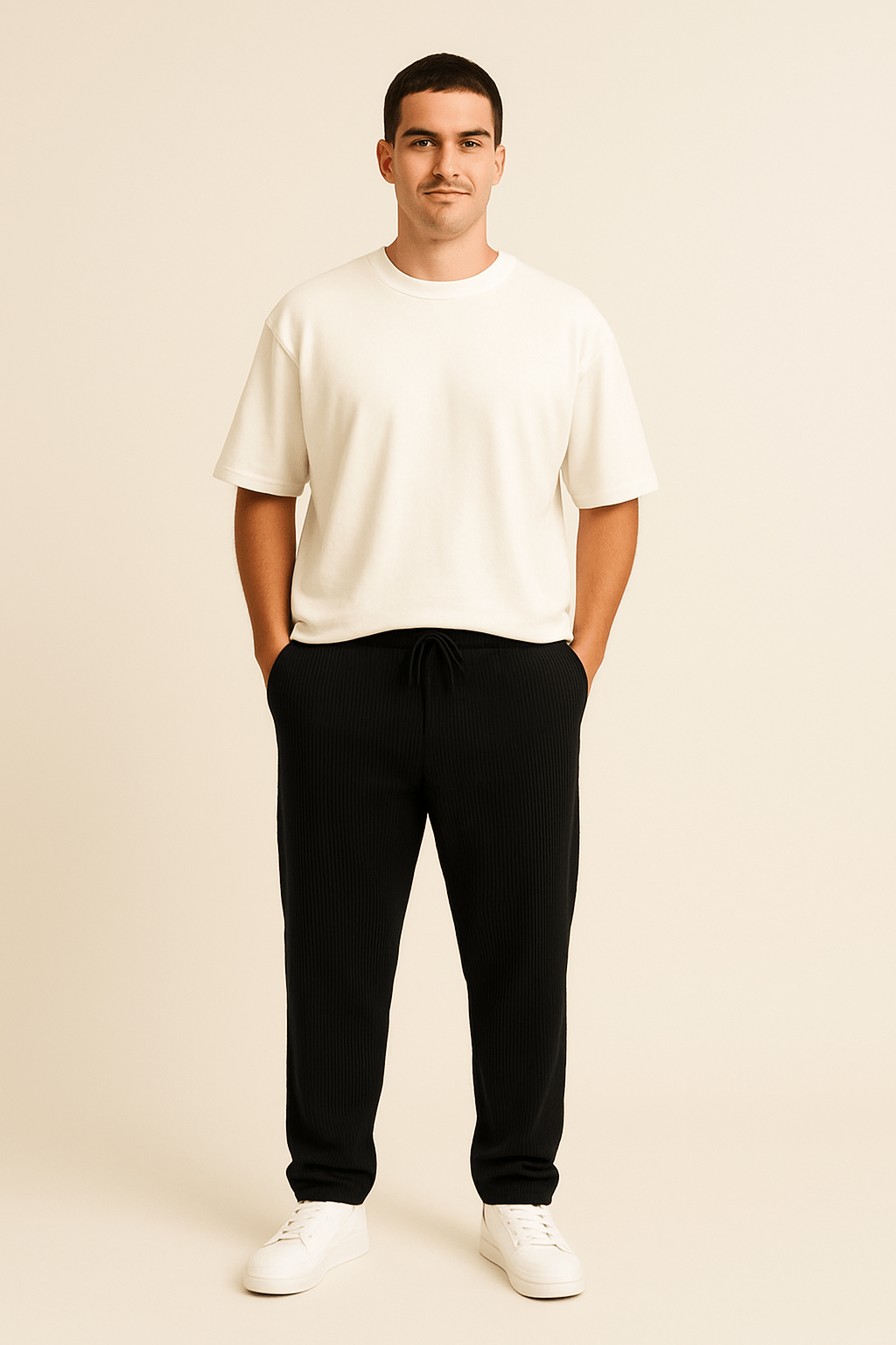 HERBERGER | Herren Hose in Rippstruktur mit lockerem Schnitt und flexiblem Bund